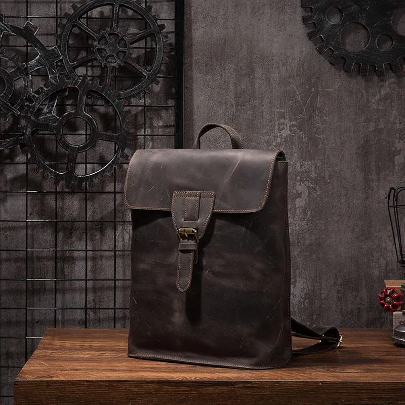Cool Mens Leather School Backpack Travel Backpack Leather Satchel Backpack for Men