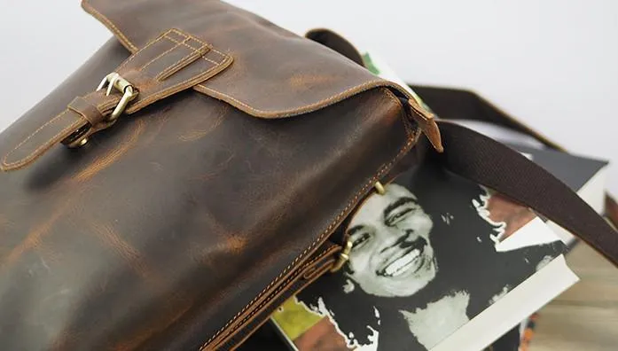 Cool Mens Leather School Backpack Travel Backpack Leather Satchel Backpack for Men