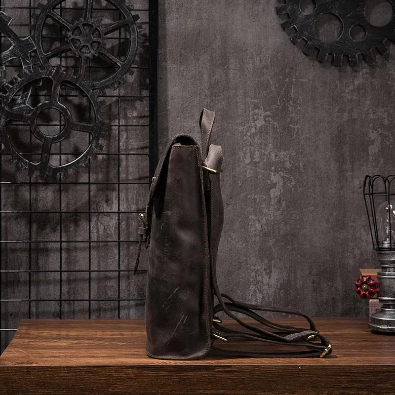 Cool Mens Leather School Backpack Travel Backpack Leather Satchel Backpack for Men