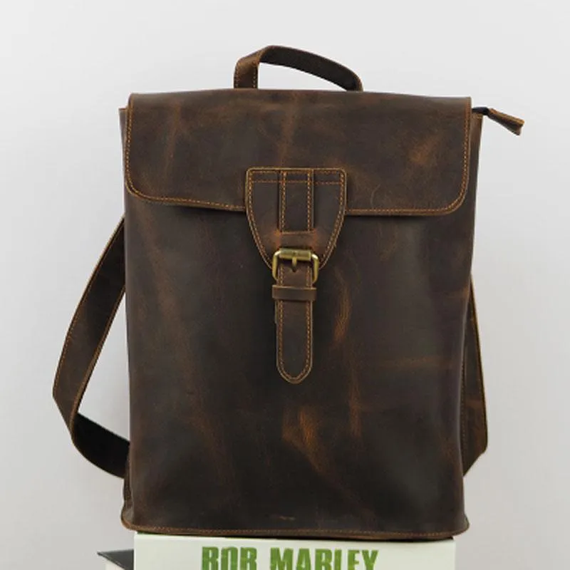 Cool Mens Leather School Backpack Travel Backpack Leather Satchel Backpack for Men