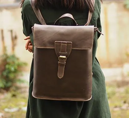 Cool Mens Leather School Backpack Travel Backpack Leather Satchel Backpack for Men