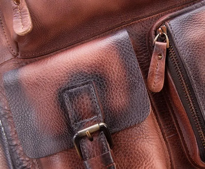 Cool Mens Vintage Leather Backpack School Backpack Travel Backpack for men