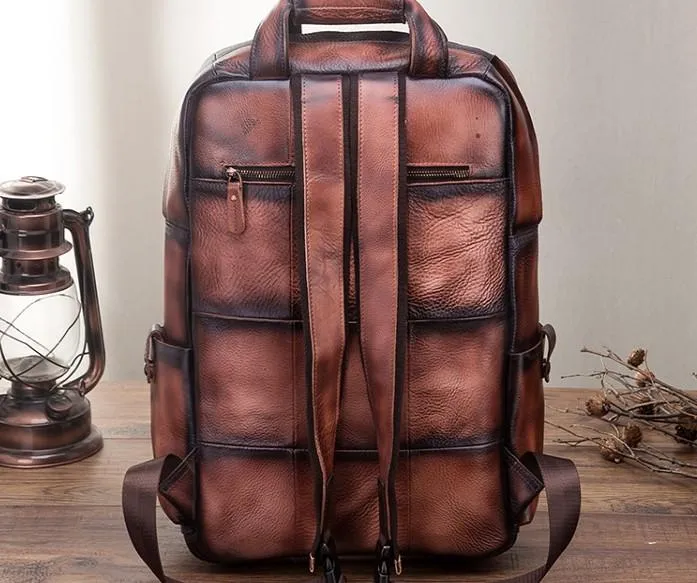 Cool Mens Vintage Leather Backpack School Backpack Travel Backpack for men