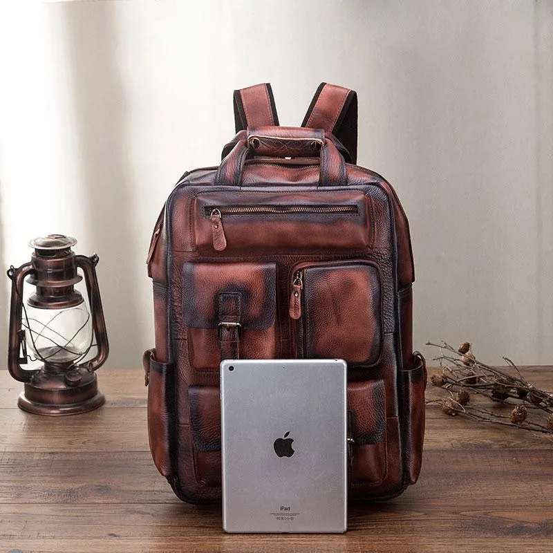 Cool Mens Vintage Leather Backpack School Backpack Travel Backpack for men