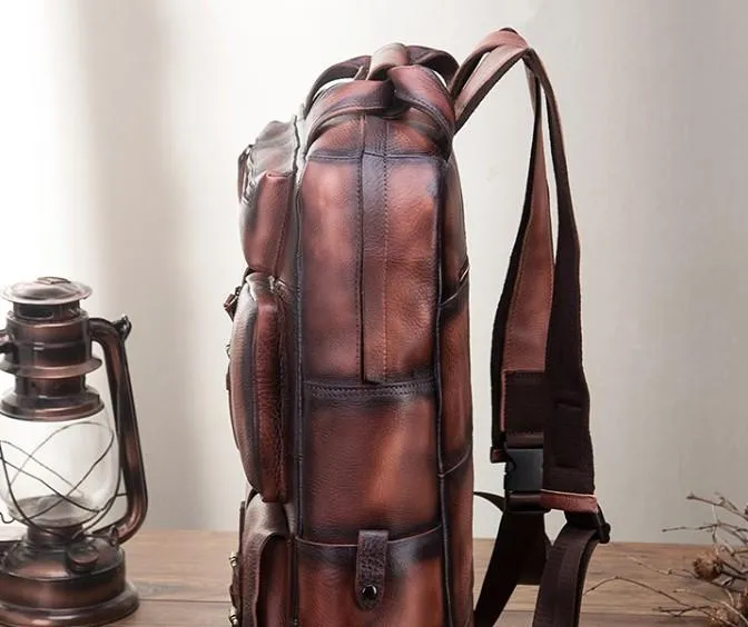 Cool Mens Vintage Leather Backpack School Backpack Travel Backpack for men
