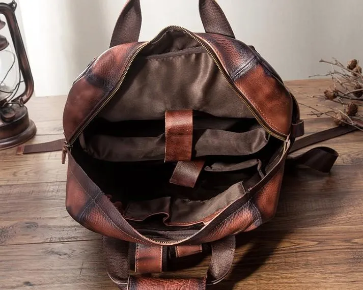 Cool Mens Vintage Leather Backpack School Backpack Travel Backpack for men