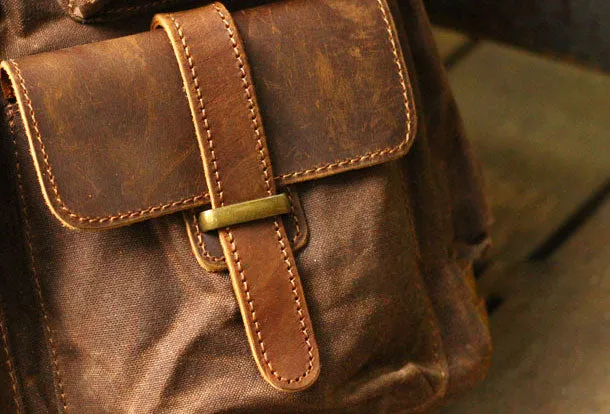 Cool Mens Waxed Canvas Backpack Large Canvas Travel Backpack Hiking Backpack for men