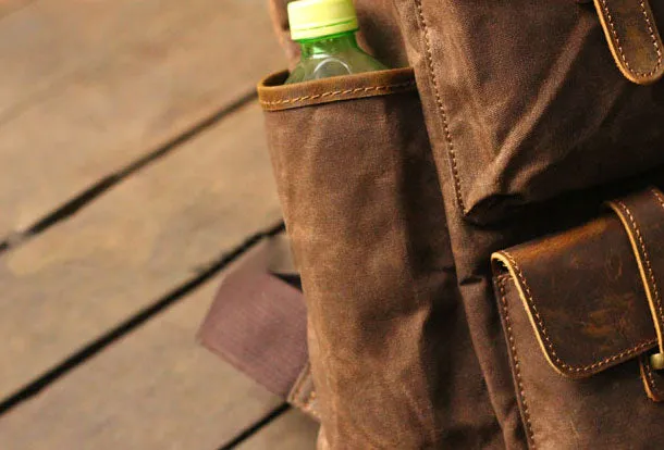 Cool Mens Waxed Canvas Backpack Large Canvas Travel Backpack Hiking Backpack for men
