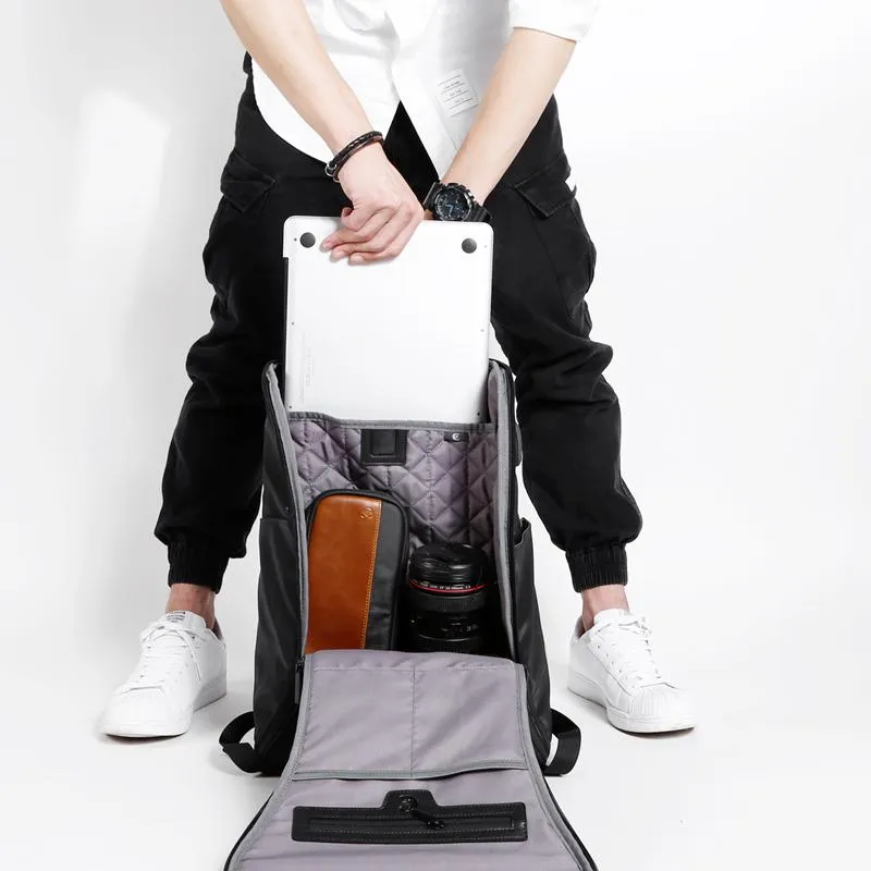 Cool Nylon Cloth Men's Black Large Computer Backpack Travel Bag For Men