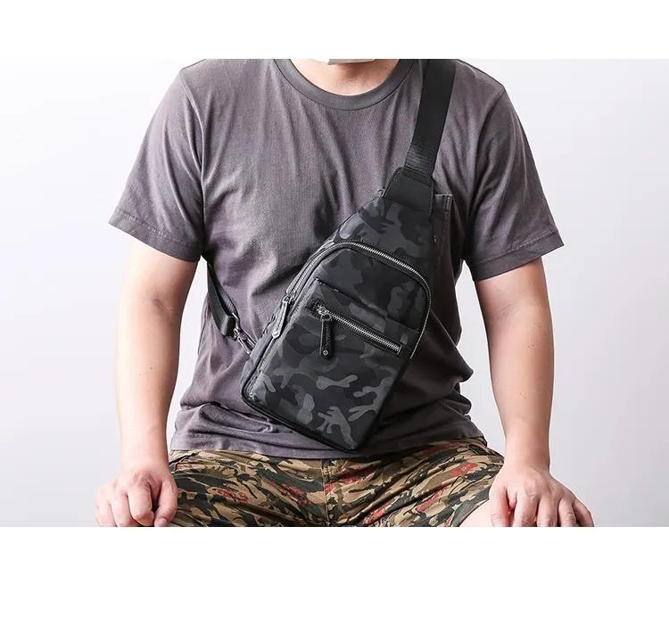 Cool Nylon Men's Sling Bag Camouflage Chest Bag Nylon One shoulder Backpack Sling Pack For Men