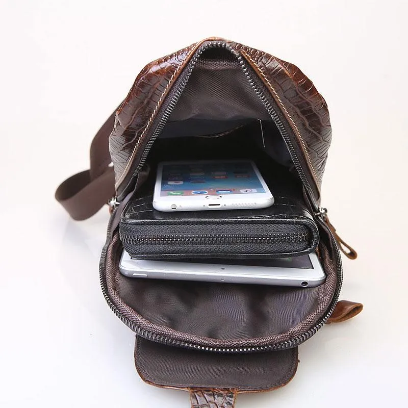 Cool Sling Crossbody Backpack For Men Leather Sling Bag Mens One Shoulder Backpack