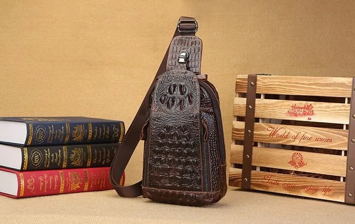 Cool Sling Crossbody Backpack For Men Leather Sling Bag Mens One Shoulder Backpack