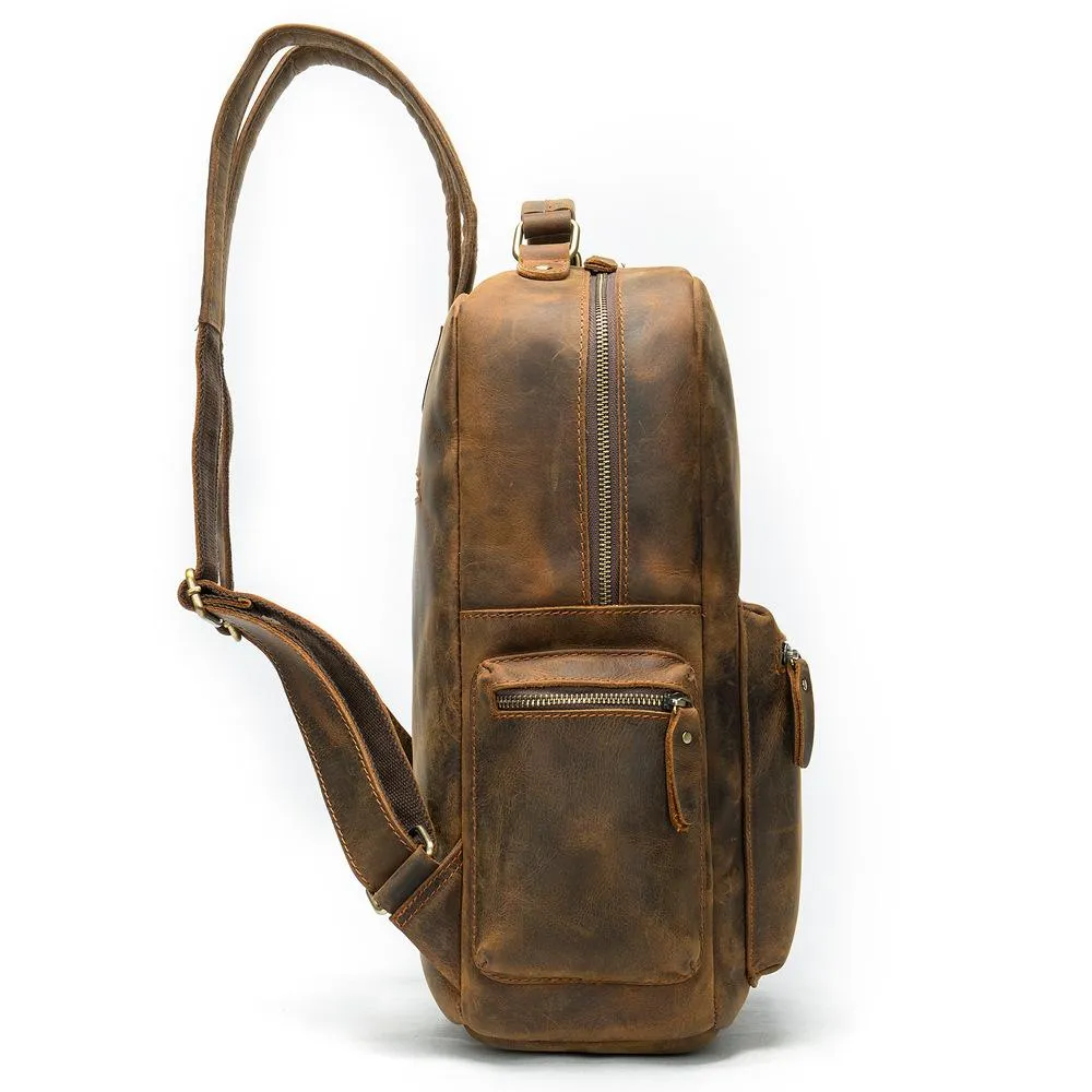 Cool Vintage Leather Mens 14inch Laptop Backpack Backpacks School Backpack Work Backpack for Men
