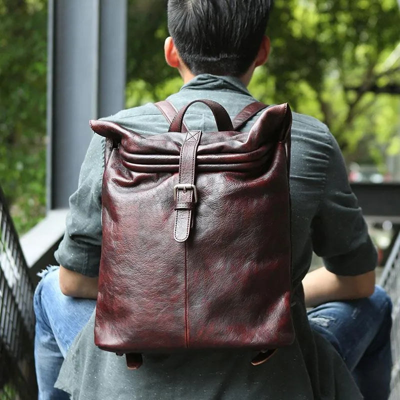 Cool Vintage Leather Mens Backpack Travel Backpack Laptop Backpacks for men