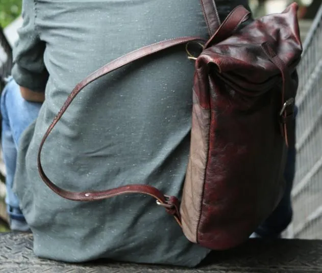 Cool Vintage Leather Mens Backpack Travel Backpack Laptop Backpacks for men