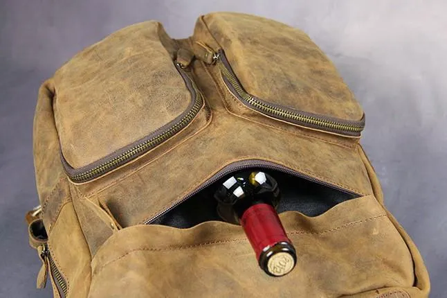 Cool Vintage Mens Leather School Backpack Satchel Backpack Leather Travel Backpack for Men