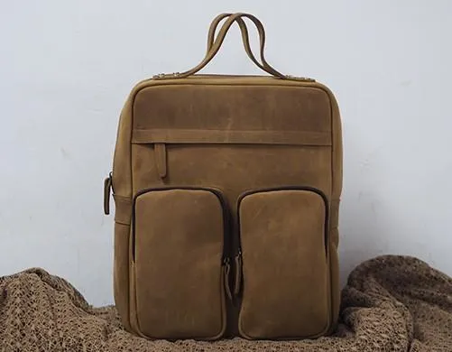 Cool Vintage Mens Leather School Backpack Satchel Backpack Leather Travel Backpack for Men