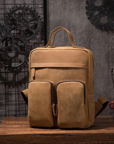Cool Vintage Mens Leather School Backpack Satchel Backpack Leather Travel Backpack for Men