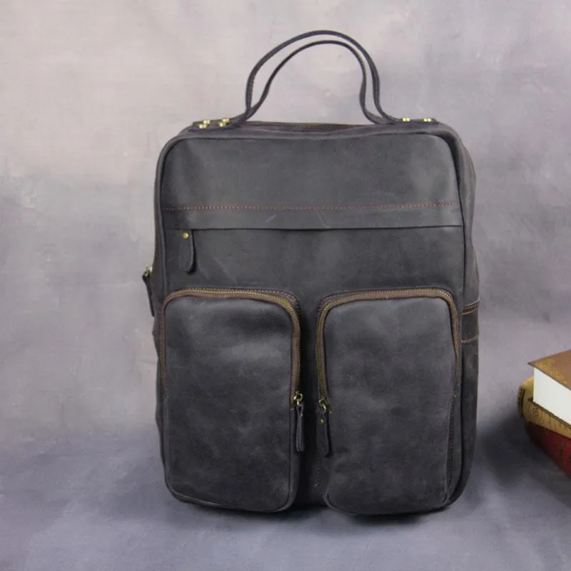 Cool Vintage Mens Leather School Backpack Satchel Backpack Leather Travel Backpack for Men