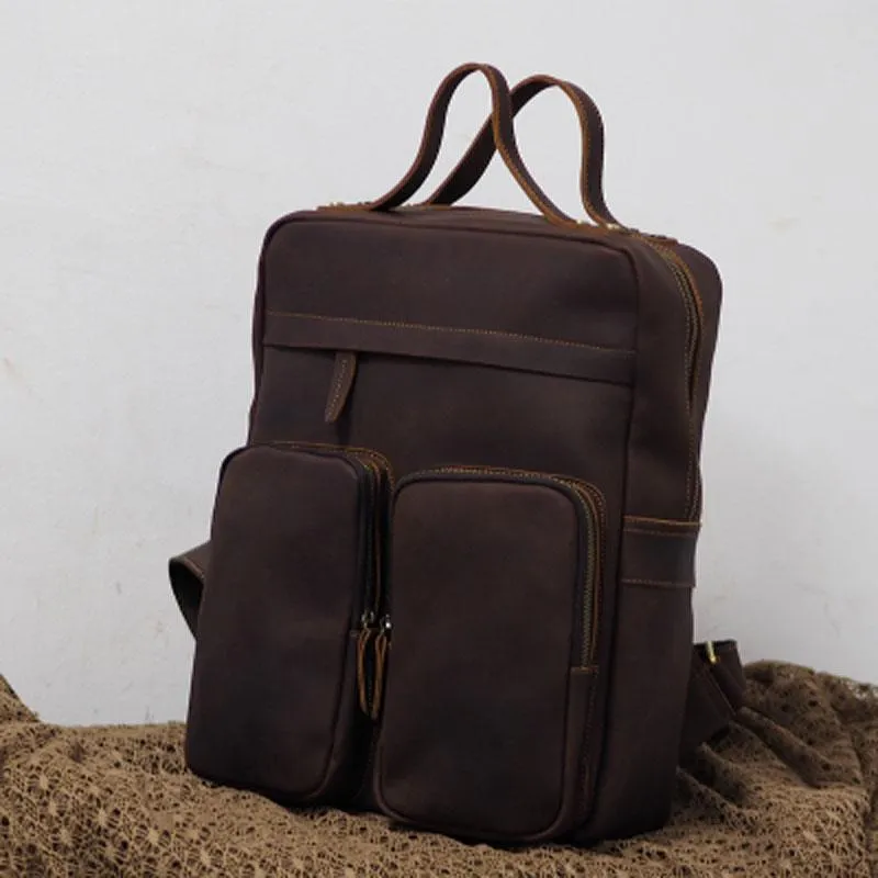 Cool Vintage Mens Leather School Backpack Satchel Backpack Leather Travel Backpack for Men