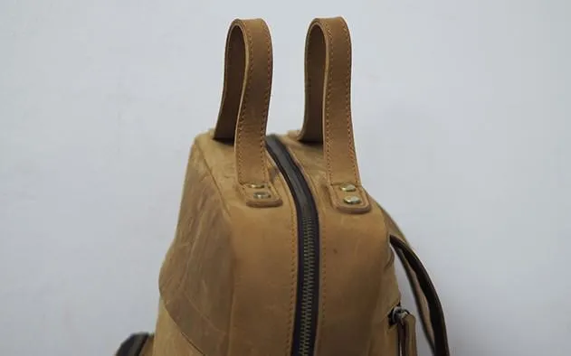 Cool Vintage Mens Leather School Backpack Satchel Backpack Leather Travel Backpack for Men