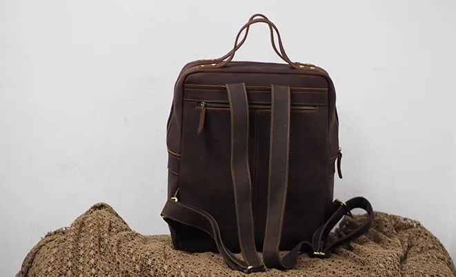 Cool Vintage Mens Leather School Backpack Satchel Backpack Leather Travel Backpack for Men