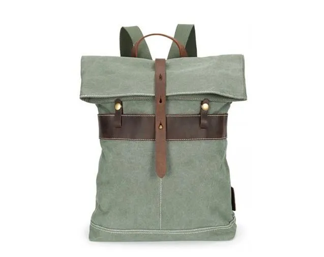 Cool Waxed Canvas Leather Mens Backpack Canvas Travel Backpack Canvas School Backpack for Men