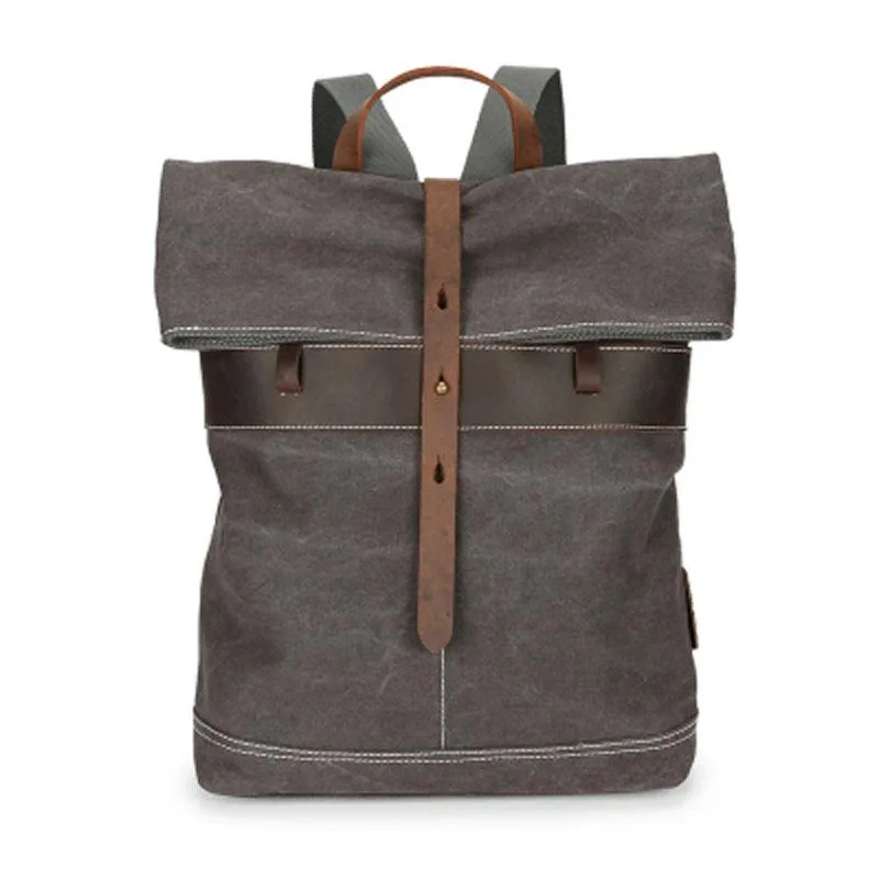 Cool Waxed Canvas Leather Mens Backpack Canvas Travel Backpack Canvas School Backpack for Men