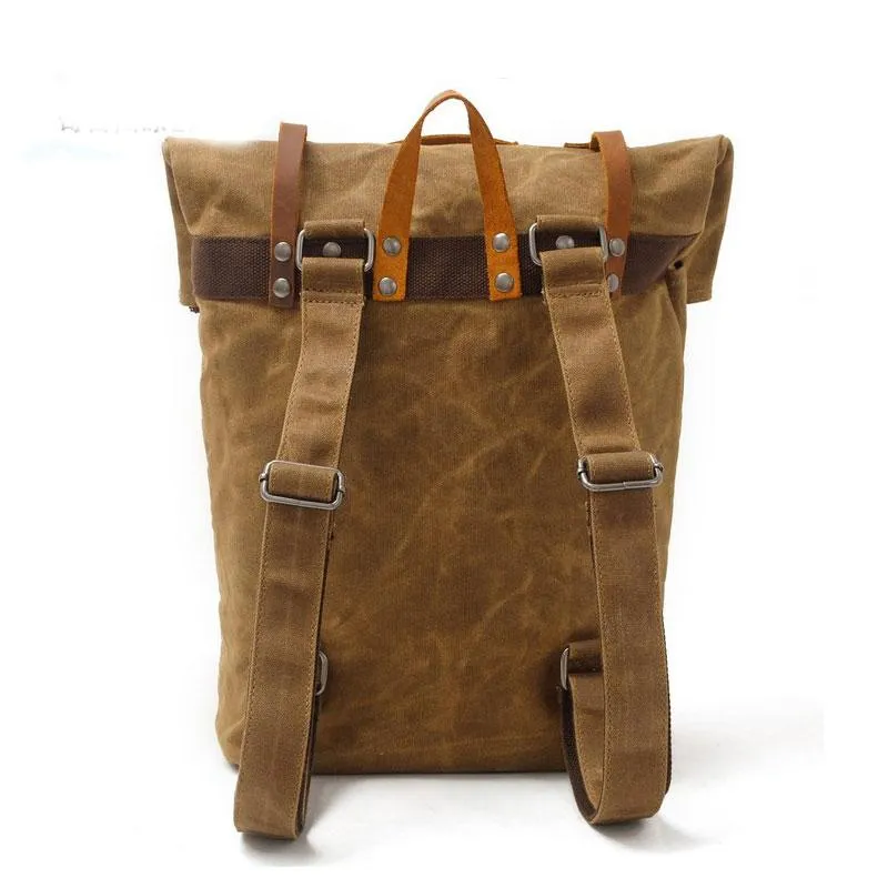 Cool Waxed Canvas Leather Mens Backpacks Canvas Travel Backpack Canvas School Backpack for Men
