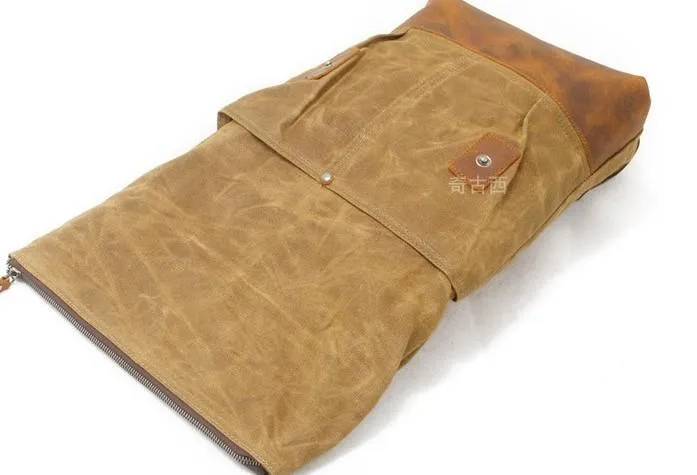 Cool Waxed Canvas Leather Mens Backpacks Canvas Travel Backpack Canvas School Backpack for Men