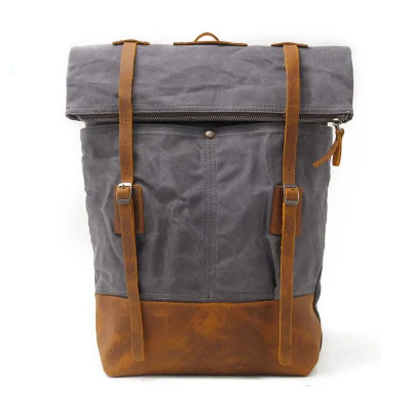 Cool Waxed Canvas Leather Mens Backpacks Canvas Travel Backpack Canvas School Backpack for Men