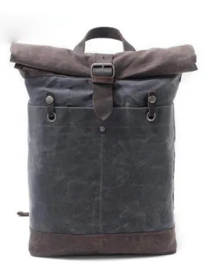 Cool Waxed Canvas Leather Mens Hiking Backpacks Canvas LaptopBackpack Canvas School Backpack for Men