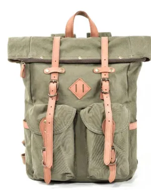 Cool Waxed Canvas Leather Mens Waterproof 16???? Large Hiking Backpack Travel Backpack for Men