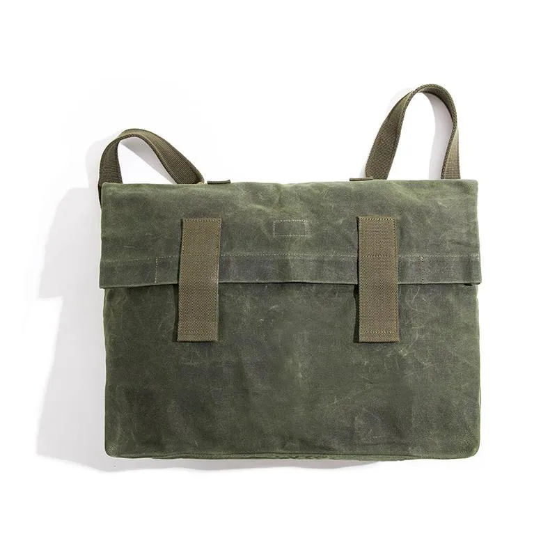 Cool Waxed Canvas Mens Green Military Courier Bag Postman Bag Backpack Large Side Bag For Men