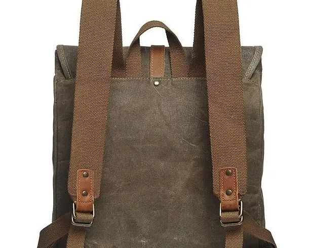 Cool Waxed Canvas Mens School Backpack Canvas Travel Backpack Canvas Backpack for Men