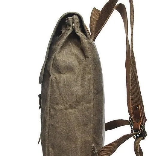 Cool Waxed Canvas Mens School Backpack Canvas Travel Backpack Canvas Backpack for Men