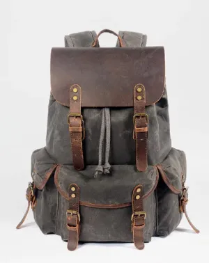 Cool Waxed Canvas Mens Waterproof 15'' Travel Backpack Hiking Backpack for Men