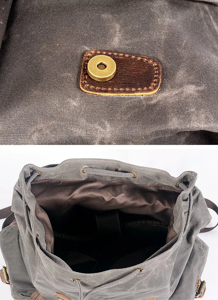 Cool Waxed Canvas Mens Waterproof 15'' Travel Backpack Hiking Backpack for Men