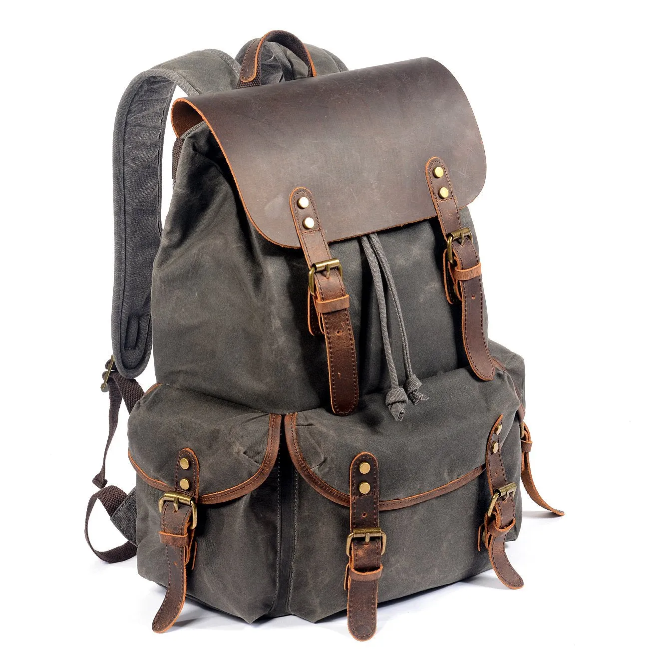 Cool Waxed Canvas Mens Waterproof 15'' Travel Backpack Hiking Backpack for Men