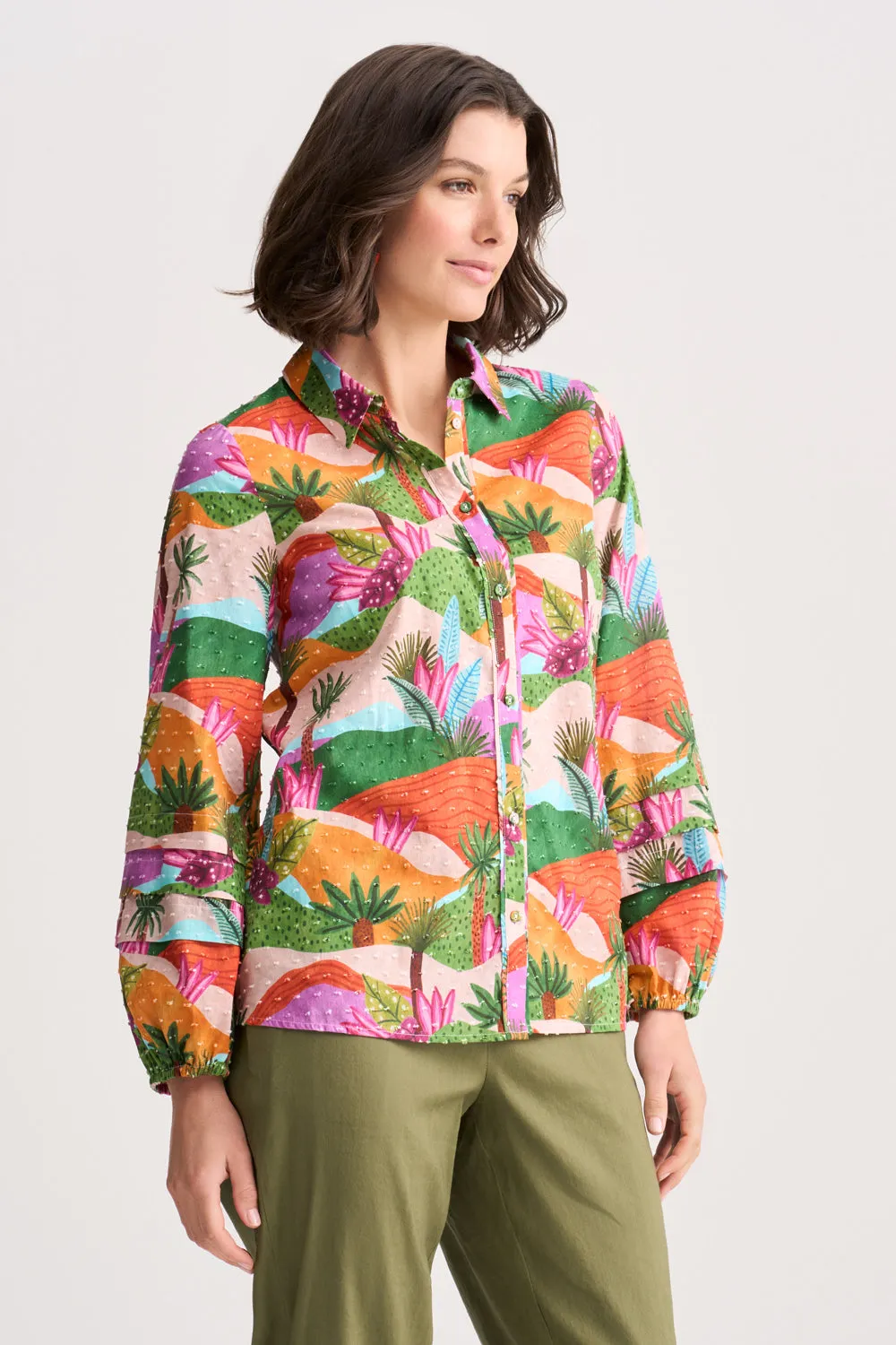 Cotton Dobby Shirt - Tropical Landscape