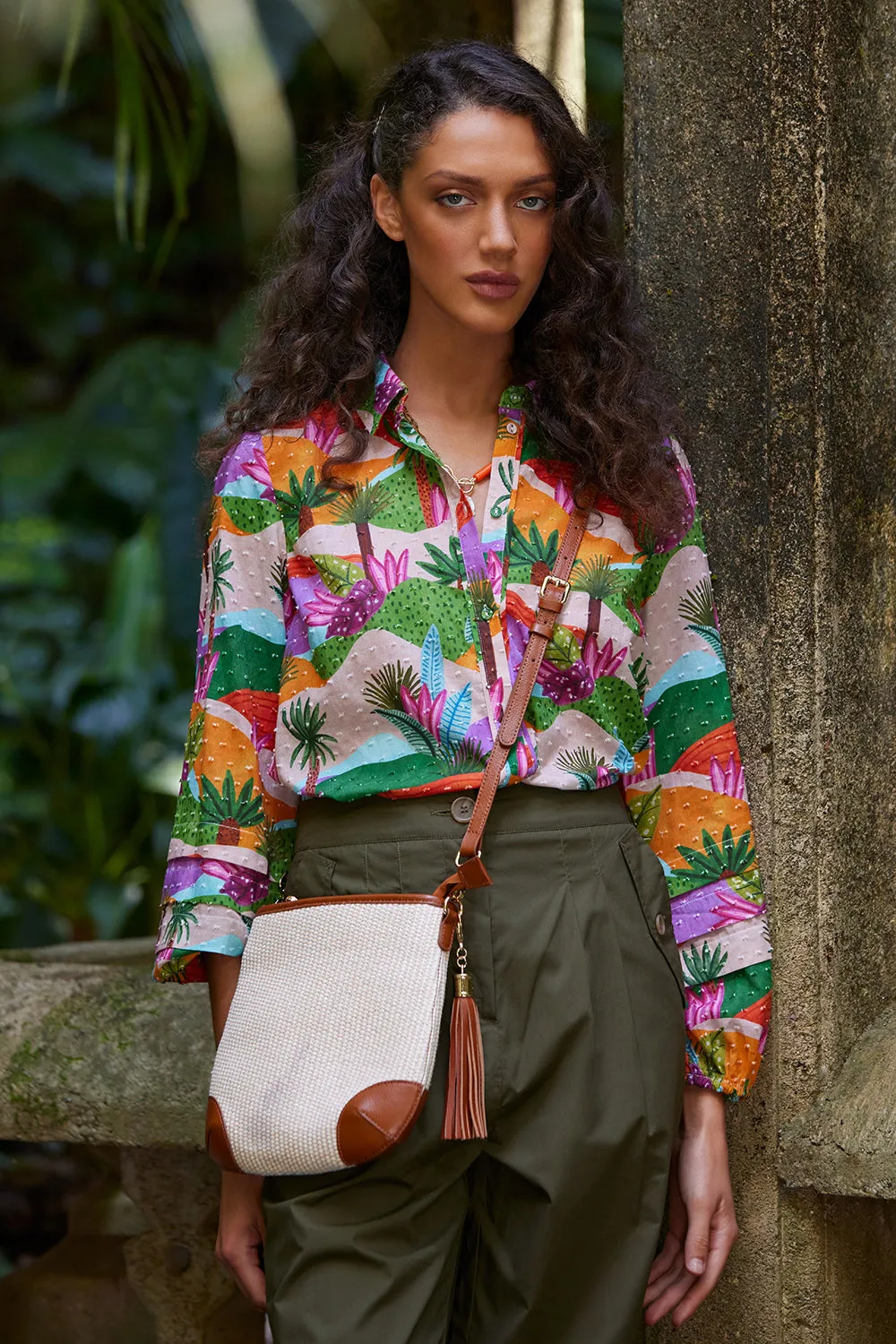 Cotton Dobby Shirt - Tropical Landscape