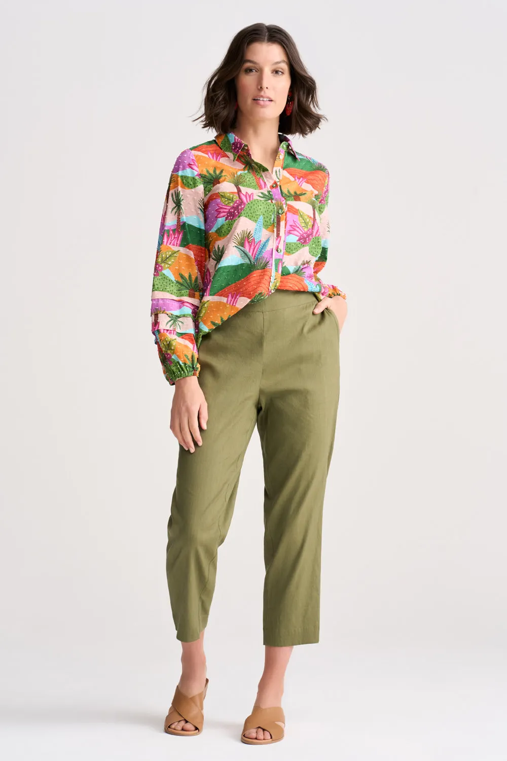 Cotton Dobby Shirt - Tropical Landscape