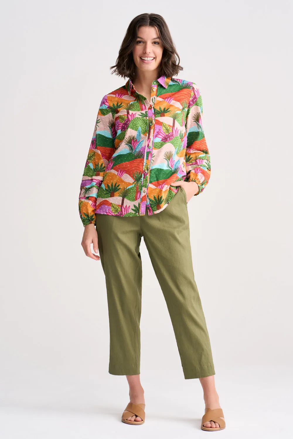 Cotton Dobby Shirt - Tropical Landscape