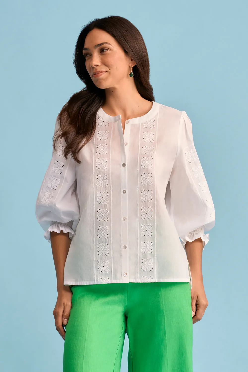 Cotton Embroidered Shirt - White