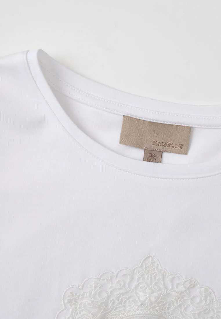 Crew-neck Lace Logo T-shirt