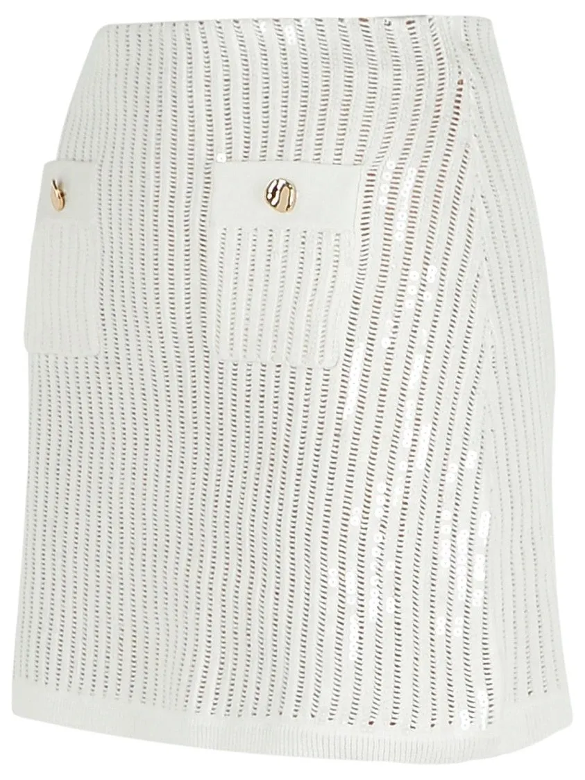 Crochet' White Cotton Blend Skirt