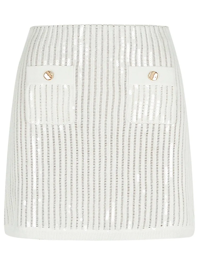 Crochet' White Cotton Blend Skirt