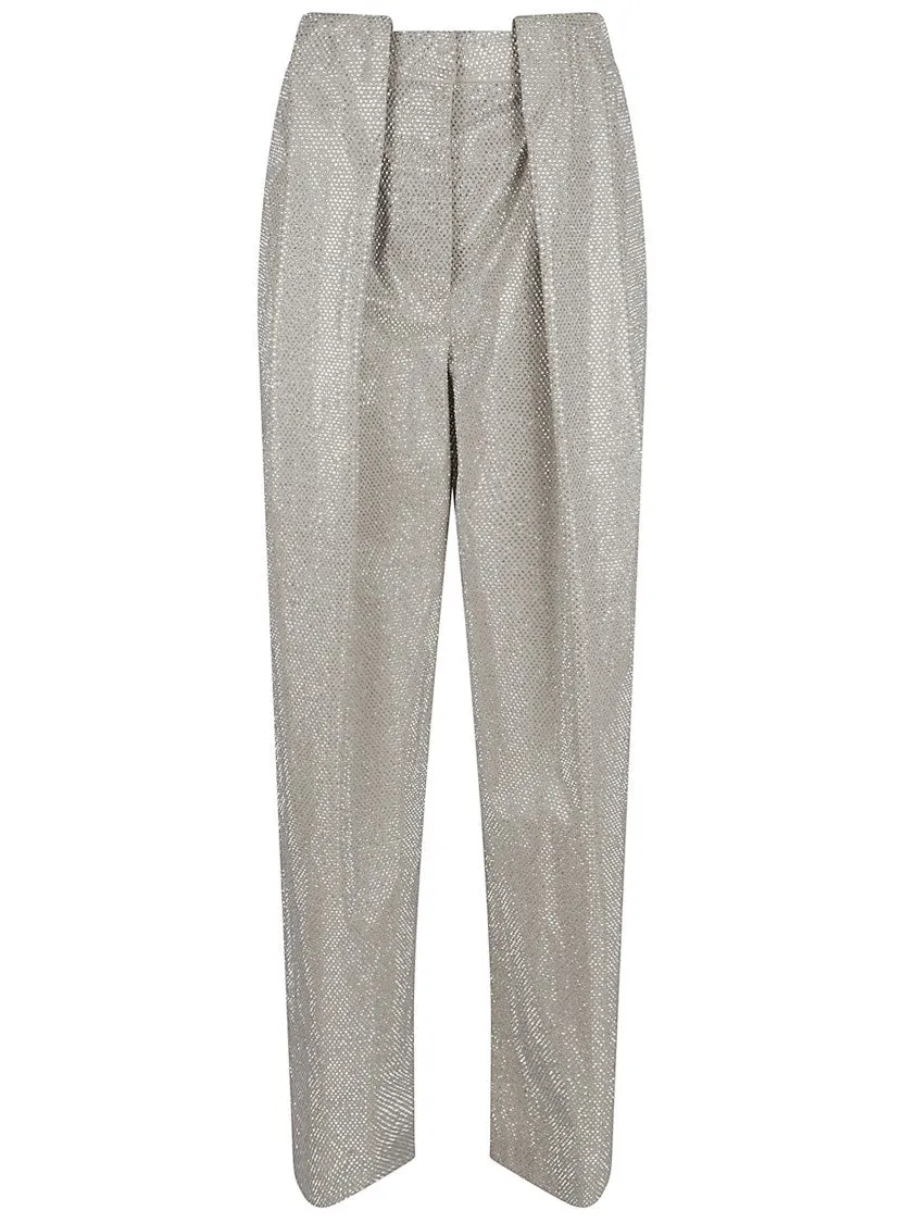 Crystal-Embellished Mid-Rise Balloon Trousers