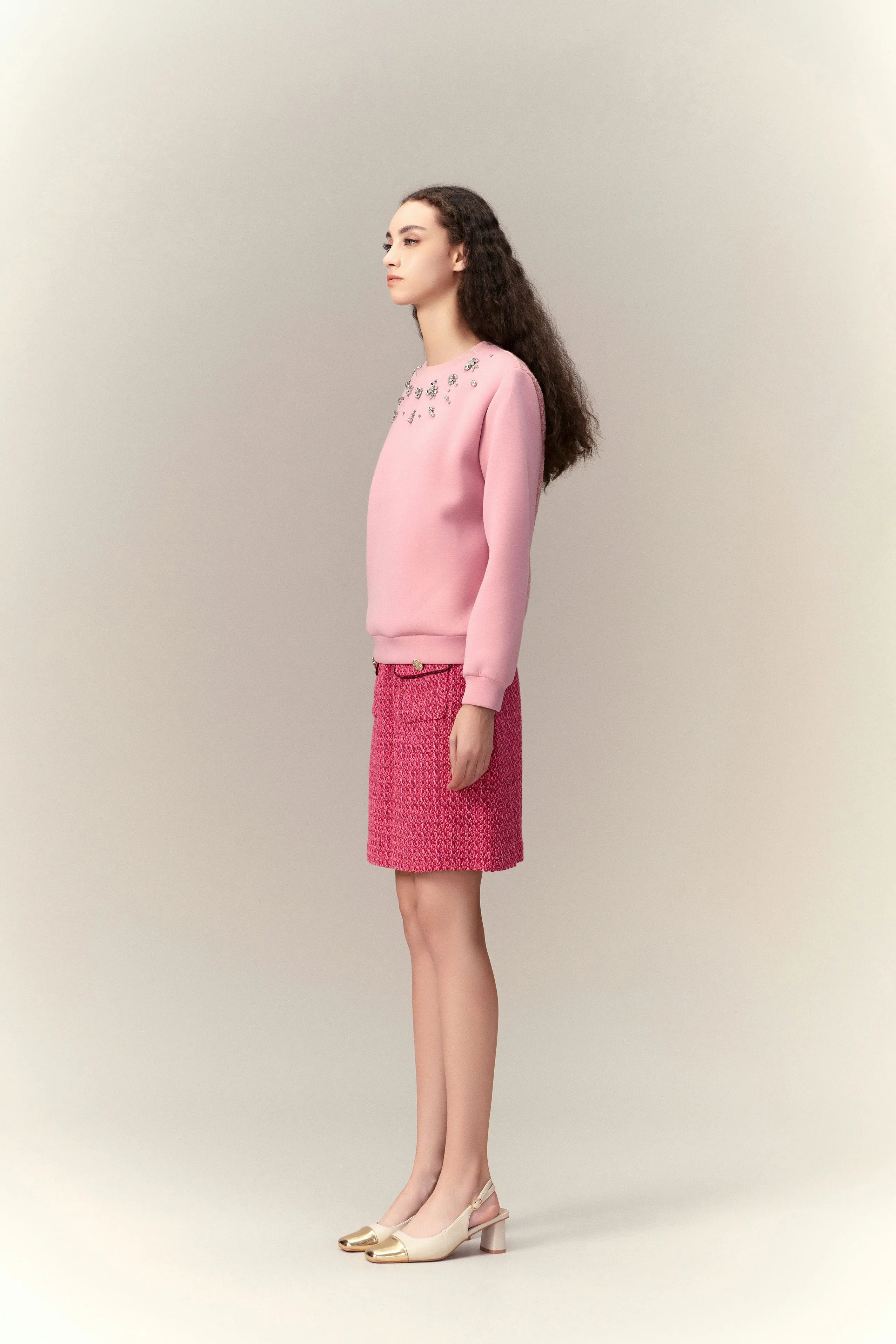 Crystal Embellished Patch-detail Sweatshirt