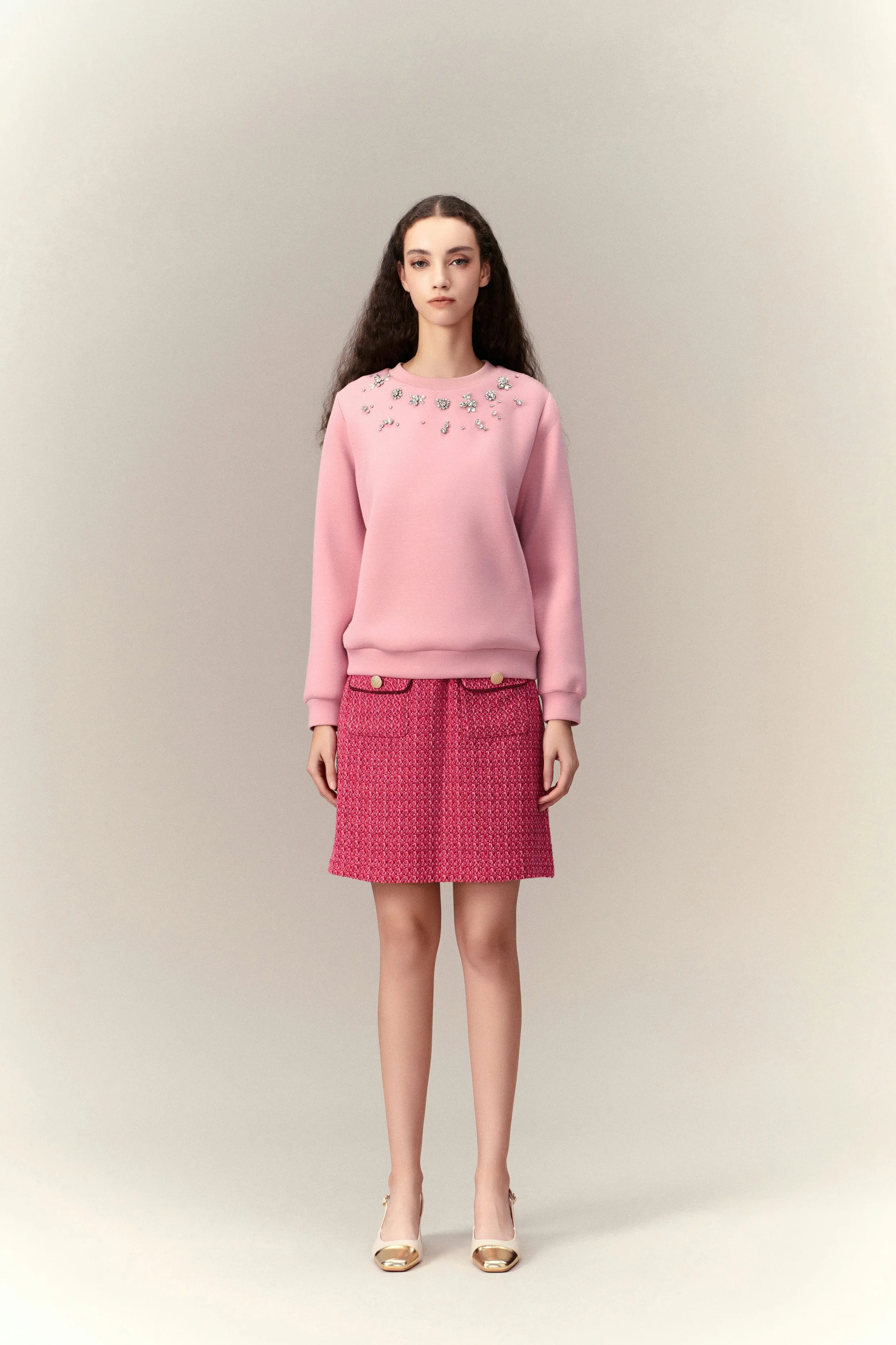 Crystal Embellished Patch-detail Sweatshirt